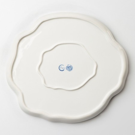 Board ceramic uneven edge "Divorces", 27 cm, white-blue color-6