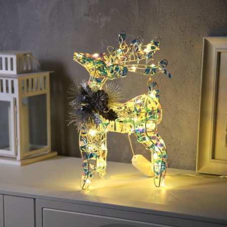 LED figure "Deer", 21 × 32 × 14 cm, textiles, metal, 220 V, glow warm white