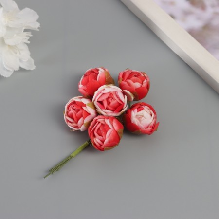 Decor for creativity "peonies" white-red (1 set = 1 bouquet) in the bouquet 6 pcs 2.5x10.5 cm-1
