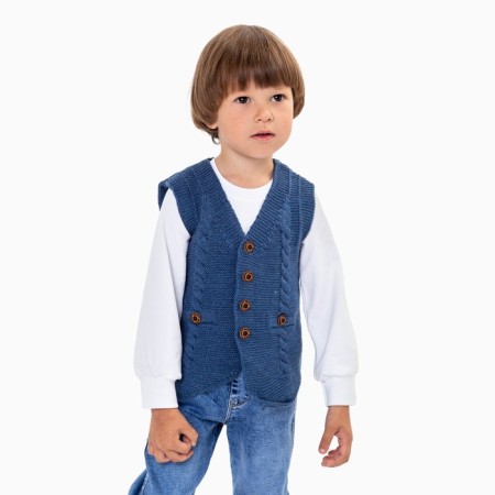 Vest for a boy, dark blue color, height 98 cm-1