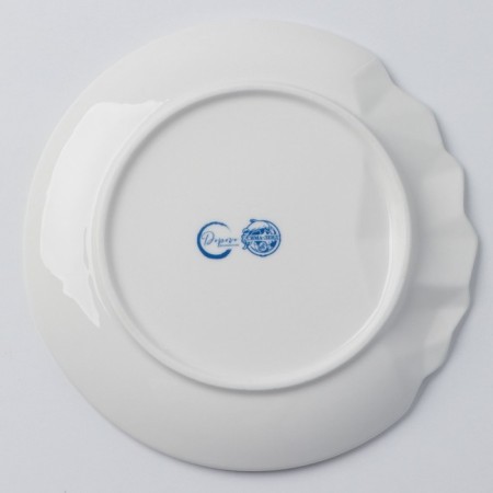 Ceramic dish for serving "marble", 17 cm, white-blue color-7