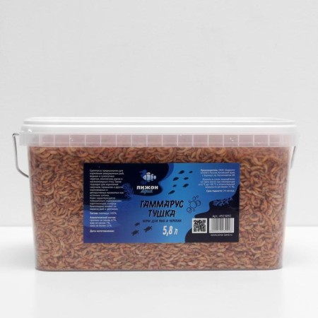 Feed for fish and turtles "Pigzon" gammarus carcass, bucket, 5.8 liters-2