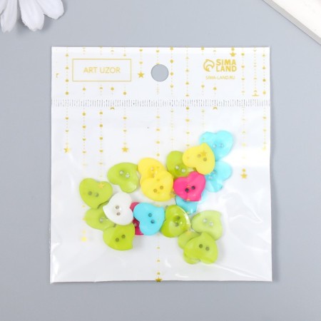 Buttons plastic for creativity "curved heart" set of 20 pcs mix 1.5x1.5 cm-6