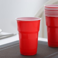 Glasses of plastic disposable “torch Extra”, 500 ml, in a set of 10 pcs, color red-white
