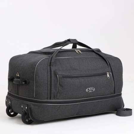 Road bag on wheels, a lightning department, with an increase, an outer pocket, the color is gray