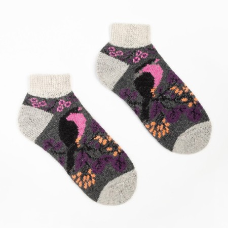 Women's woolen socks shortened, gray color, size 23