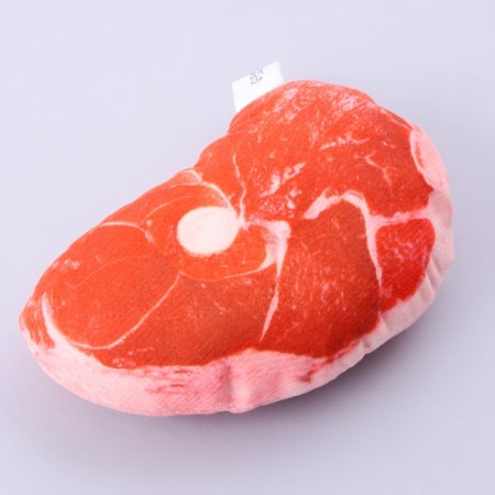 A toy for dogs with a “steak” squeak from textiles, 13 x 10 cm-2