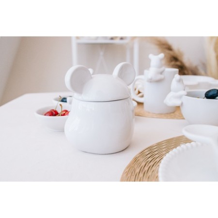 Sugar bowl ceramic shares "Mishka Otto", 400 ml, 11 × 12 × 12.5 cm, white color-10