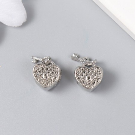 Busina for creativity Metal "Heart and Heart with Key" silver 1.1x2 cm-1