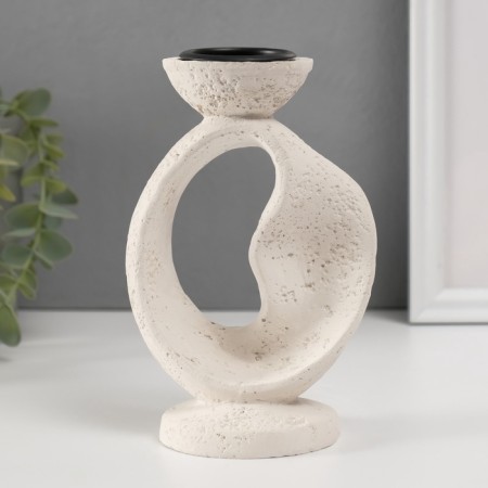 Gypsum candlestick, metal on 1 candle "Abstraction. Ribbon" d = 3.8 cm 7.5x10x16.5 cm-1