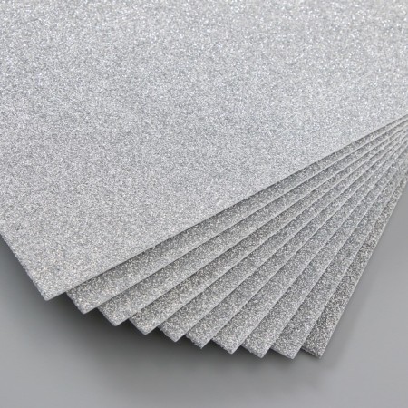 Foamiran glitter 2 mm, 20x30 cm, silver-2
