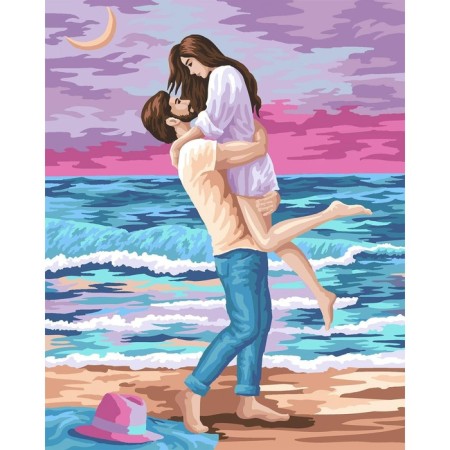 Picture on numbers on canvas with the subframe "Happy couple", 40 x 50 cm-1