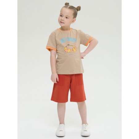 T -shirt for girls, height 92 cm, sandy color-3