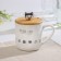 Ceramic mug with a wooden lid and a spoon "Beasts", 360 ml, Mix drawing