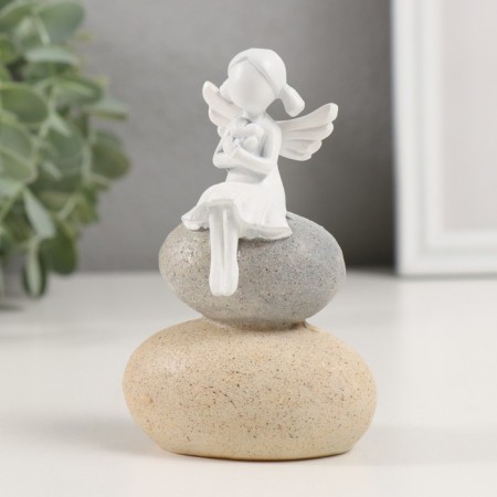 Souvenir Polystone "Girl Angel on pebbles" 7x4.5x10.5 cm-3