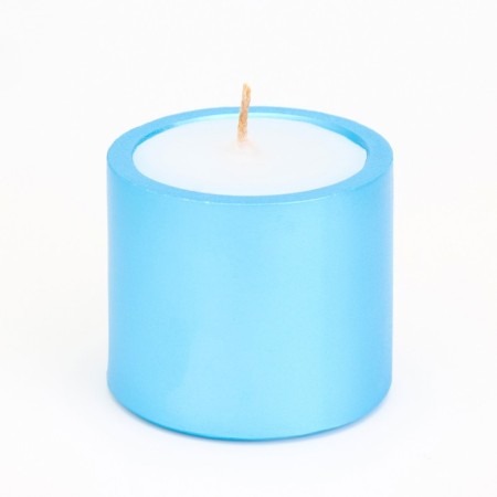 Candle "Cylinder" in a candlestick of gypsum is small, 5x3.5cm, blue-1