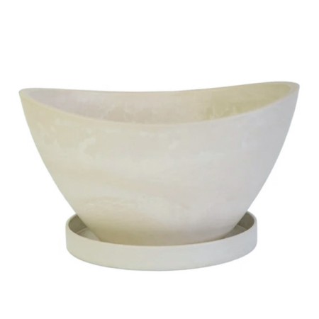 Pot for flowers and plants with a pallet, white stone boat 25x18x15cm, 4l