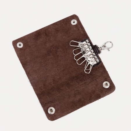 Key on the buttons, length 12 cm, 7 carbines, brown color-2