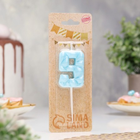 Candle for the cake "ice", number "9", blue-1