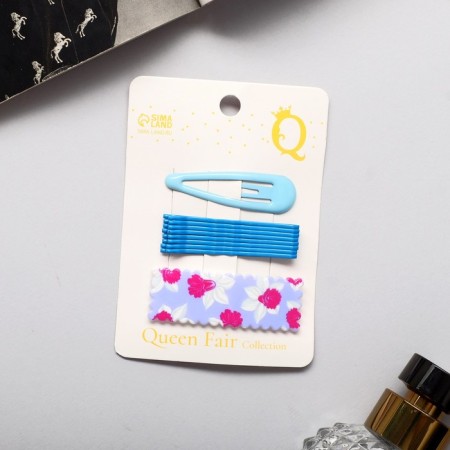 Invisible hair "Marlene" (set 10 pcs) 5 cm, blue
