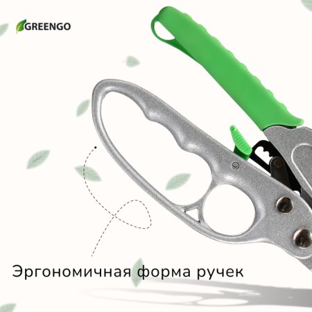 Contact secaterator, 7 "(18 cm), with a ratchet mechanism, plastic handles, Greengo-5