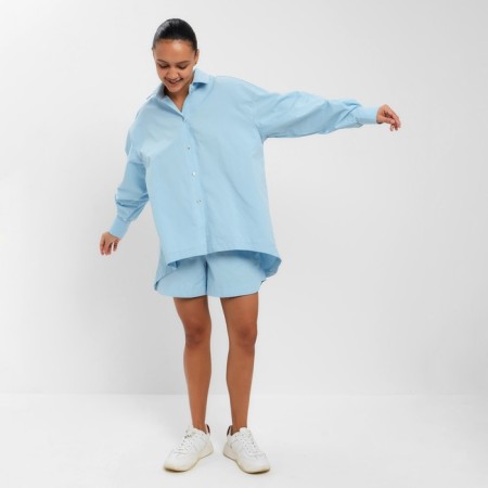 Women's suit (shirt, shorts) minku: oversize color blue, size 48-5