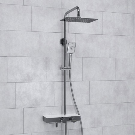 The shower system wasserkraft a113.069.126.ch Thermo, tropical shower, thermostat, chrome-1