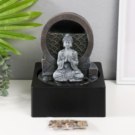 The desktop fountain from the network, backlight "Mediting Buddha" gray 18x18x24 cm-7
