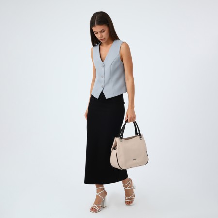 Female bag with lightning, medium size, beige color-6