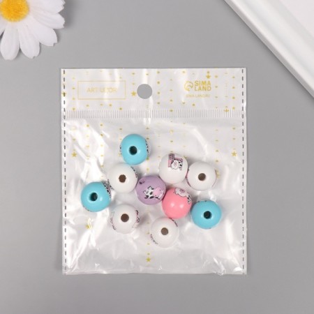 Beads for creativity tree "Cute cows" set of 10 pcs 1.6x1.6x1.6 cm-3
