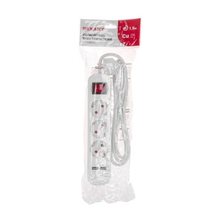 Extension cord Standard 3 Nests, 1.5m, 3x1.0mm², s/s, with a switch, 2 USB, white Rexant-6
