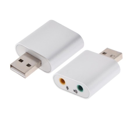 External sound card Luazon, USB, jack connectors: headphones and microphone, gray