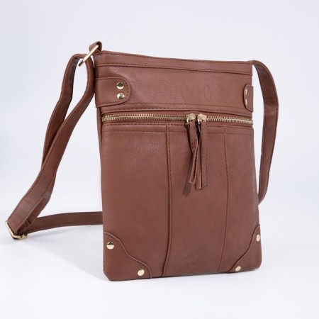 Cross-Bodi Bag on a zipper, brown color-2