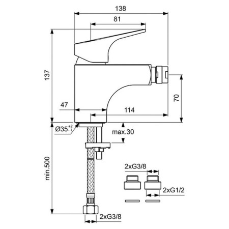 Vidima NEXT BA369AA bidetor, single -leaf, pour 114 mm, chrome-1