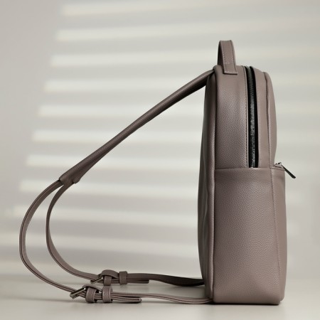 A backpack with a zipper, Textura, external pocket, gray-beige color-1