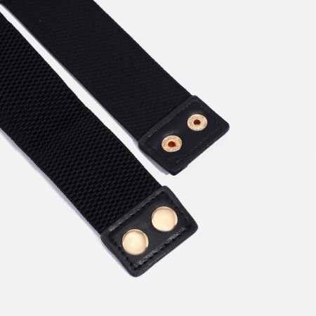 Women's belt, width 3.7 cm, metal buckle, black color-2