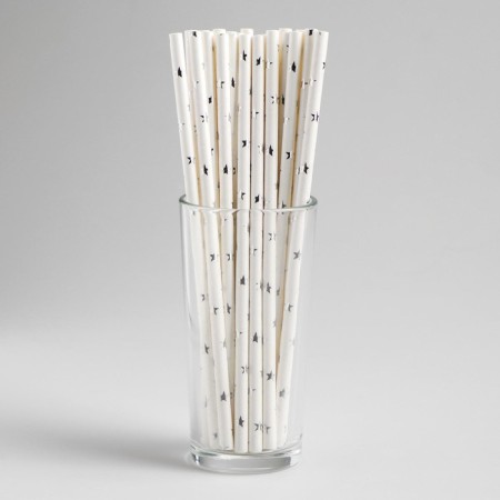 Stars of cocktail tubes, set 25 pcs., Silver color-1