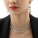 Set 2 objects: earrings, necklace "chic" circle, white color in silver, 30 cm