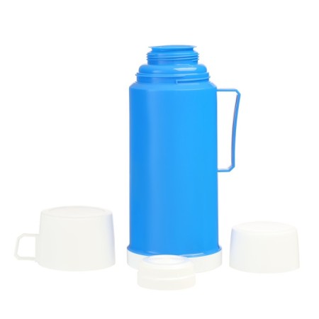 Thermos with a glass flask "Classic" with 1 mug and 1 cup, 1 l, 13 x 29 cm, blue-1