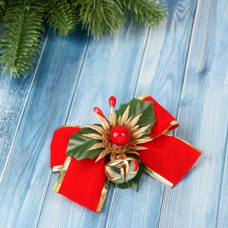 Decoration Christmas tree "Winter miracle" (set of 3 pcs) Bow Bow, 11x6.5 cm, red-1