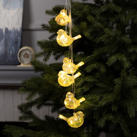 Garland “thread-grozd” 60 cm, transparent thread, “birds”, 30 LED, 4.5 V, AAX3 batteries (not in the kit), glow warm white