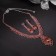 Set 2 objects: earrings, necklace "Phoenix" drop in rhinestones, red color in silver, 35 cm