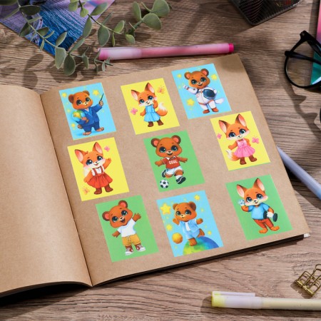 Paper stickers "Friends", with coloring on the back, 11 x 15.5 cm-4