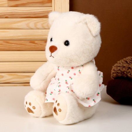 Soft toy "Bear" in a dress, 26 cm, white color-1
