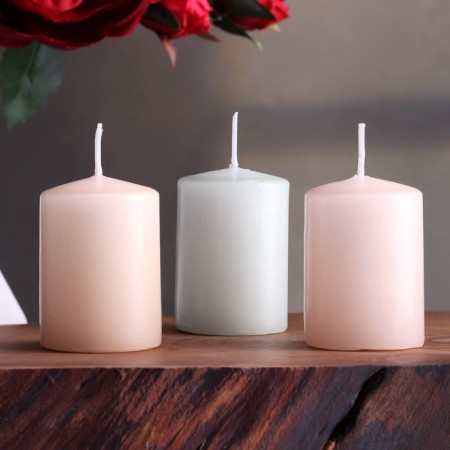 Aromatic candle "sandalwood, green tea, cinnamon", 4x6 cm, set 3 pcs, in a box-1