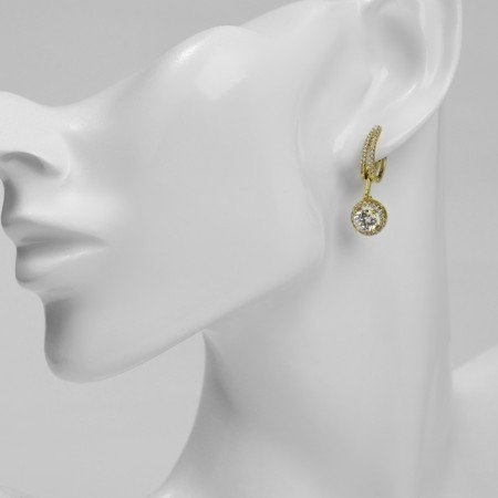 Earrings with rhinestones Xuping radiance, circle, white color in gold-2