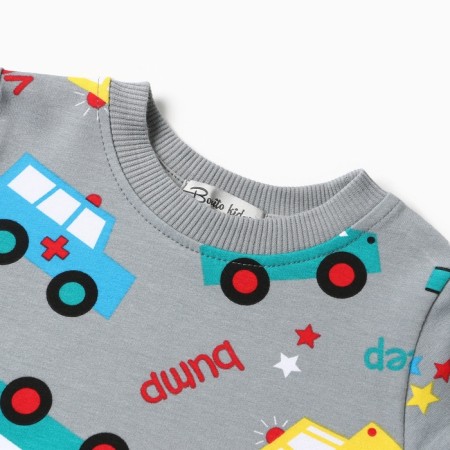 Set for a boy (sweatshirt, trousers), gray color, height 86 cm-4
