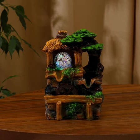 Bungalow fountain in the tropics 11x13x19.5 cm (with backlight)-2
