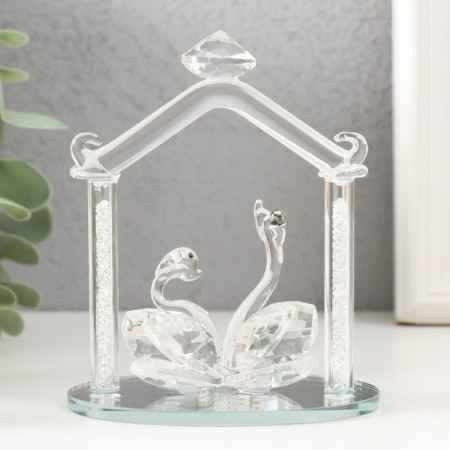 Souvenir glass "Two swan under the roof" Transparent 5.2x8.2x10.5 cm-3