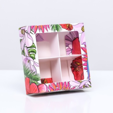 Box for 4 sweets, "you are the best" 12.6 x 12.6 x 3.5 cm. Confectionery packaging